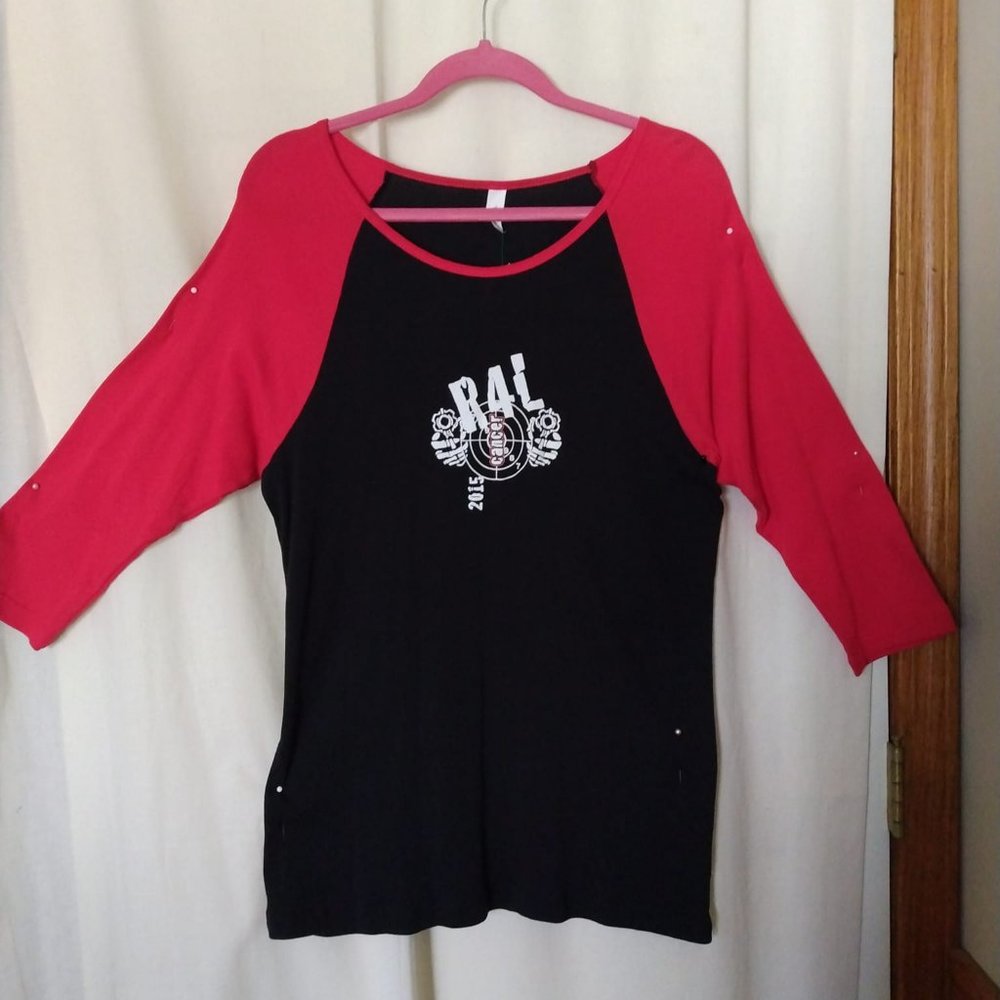 Size 2XL Ladies Blk/Red Elbow Length Sleeves 2015 R4L Top